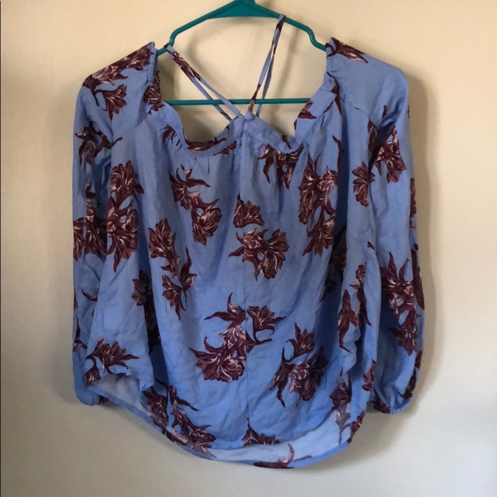Floral off the shoulder ruffle shirt